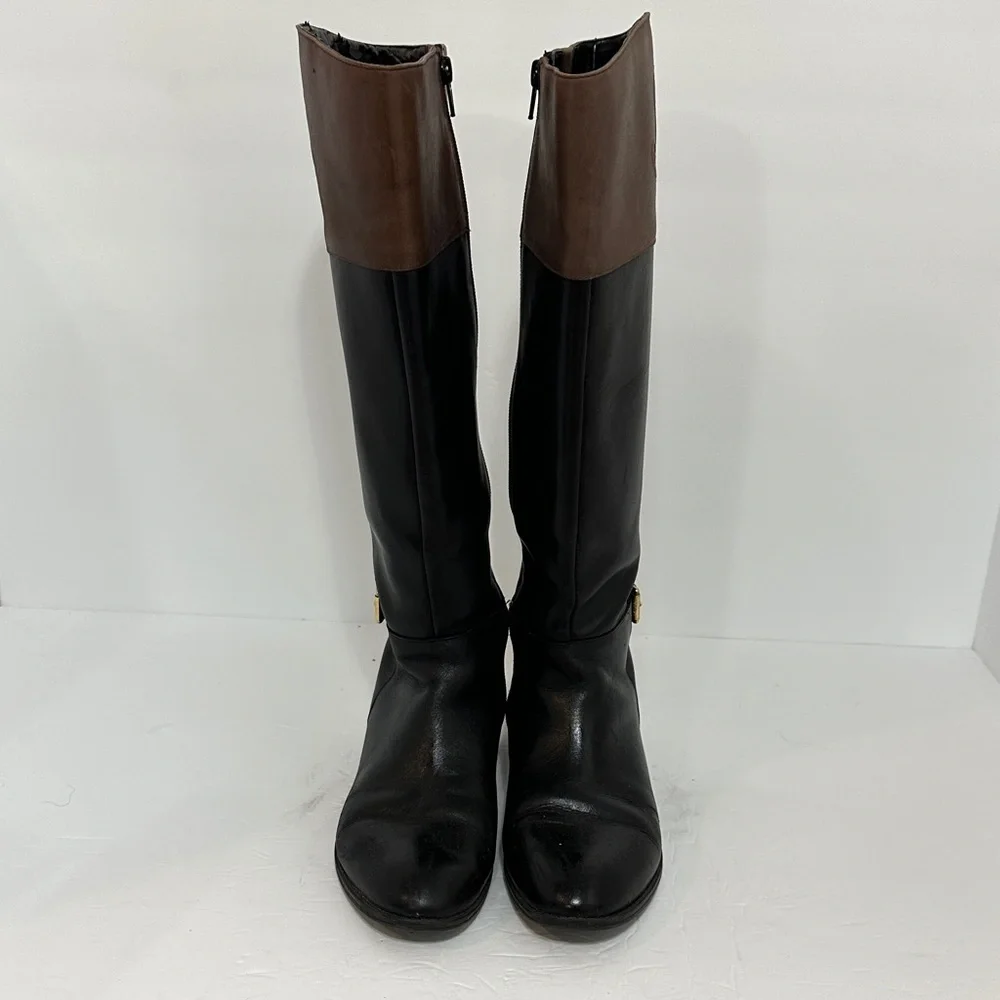 Ralph Lauren Black and Brown Knee-High Women's Boots Size 8.5
